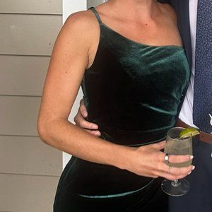 Revelry Jade Velvet Classic Emerald Dress, Size 4